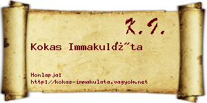 Kokas Immakuláta névjegykártya